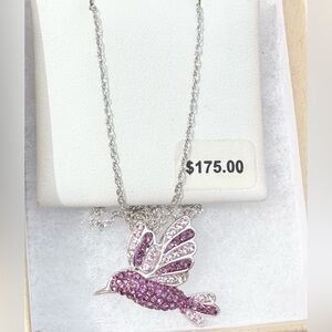 Artistique 925 Sterling Silver Purple Swarovski Elements Crystal Hummingbird